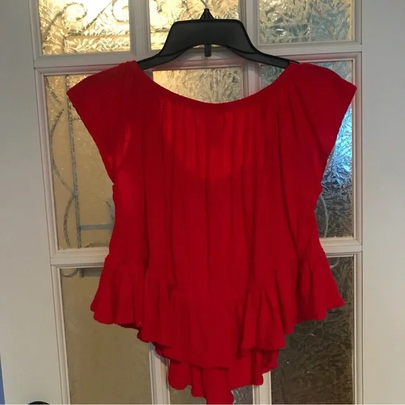 Free People Red Ruffled Peplum Top - Picture 7 of 7